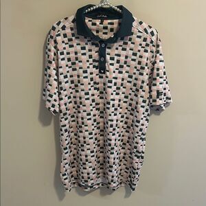 Bad Birdie Men’s The Italian Checkerboard Golf Polo Shirt- Multicolor- Medium